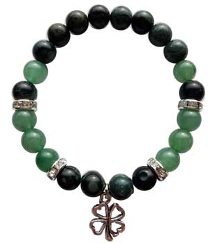 8mm Kambaba Jasper/ Green Aventurine with Lucky Clover