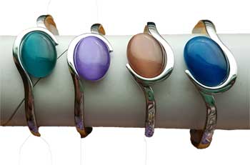 magnetic Cat's Eye Rhodiom 1 oval bracelet various stones