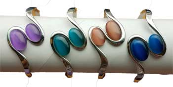 magnetic Cat's Eye Rhodiom 2 oval bracelet various stones