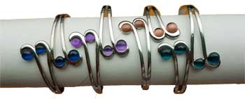 magnetic Cat's Eye Rhodiom 4 round bracelet various stones